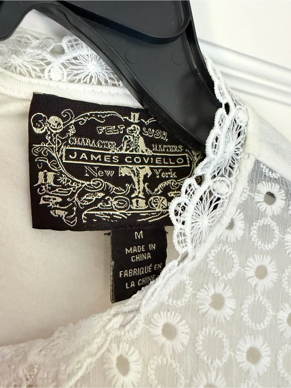 Anthropologie White Eyelet Lace Long-Sleeve Blouse